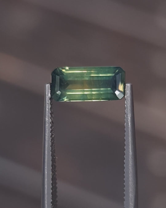1.17ct Australian Sapphire, Parti, Yellow, Green, Teal, Blue - Emerald Cut