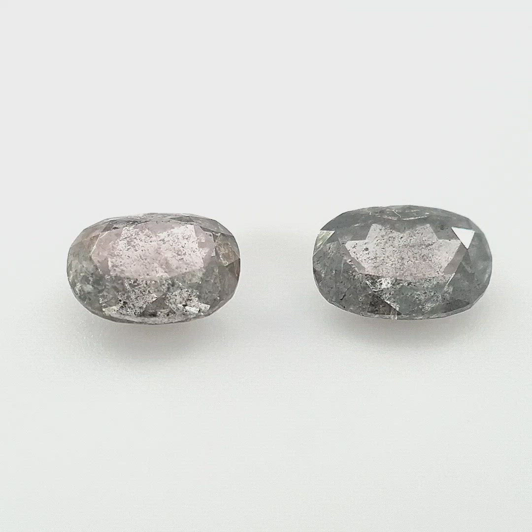 1.58ct Australian Argyle Salt and Pepper Diamond Pair - Oval