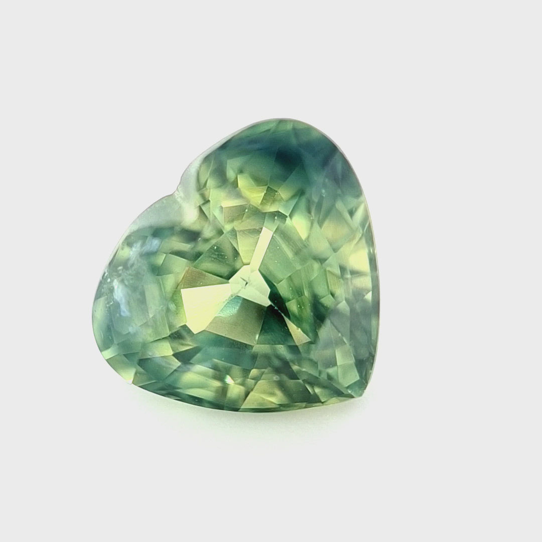 1.39ct Australian Sapphire, Parti Blue, Yellow, Green, Teal - Heart