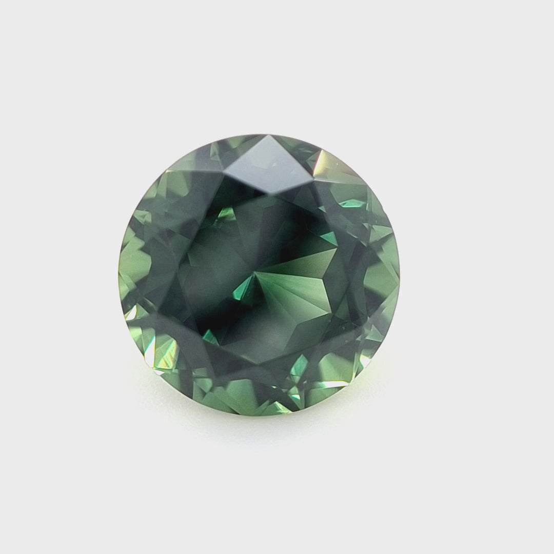 3.92ct Australian Sapphire, Deep Teal, Green - Round