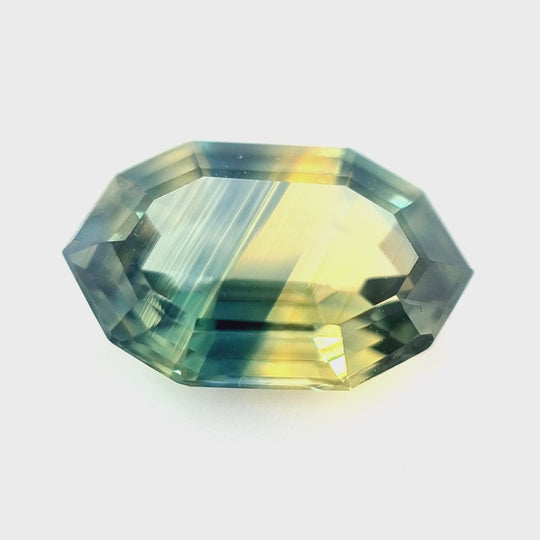 1.14ct Australian Sapphire, Teal, Green, Blue, Yellow - Decagon