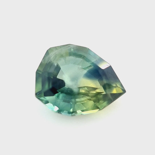 1.07ct Australian Sapphire Parti, Yellow, Blue, Teal, Green - Pear cut