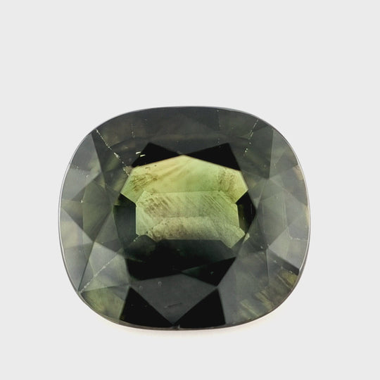 3.23ct Australian Sapphire, Green, Brown - Cushion Cut