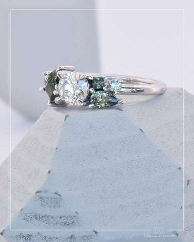 Aciella - Lab Diamond and Australian Sapphire Engagement ring