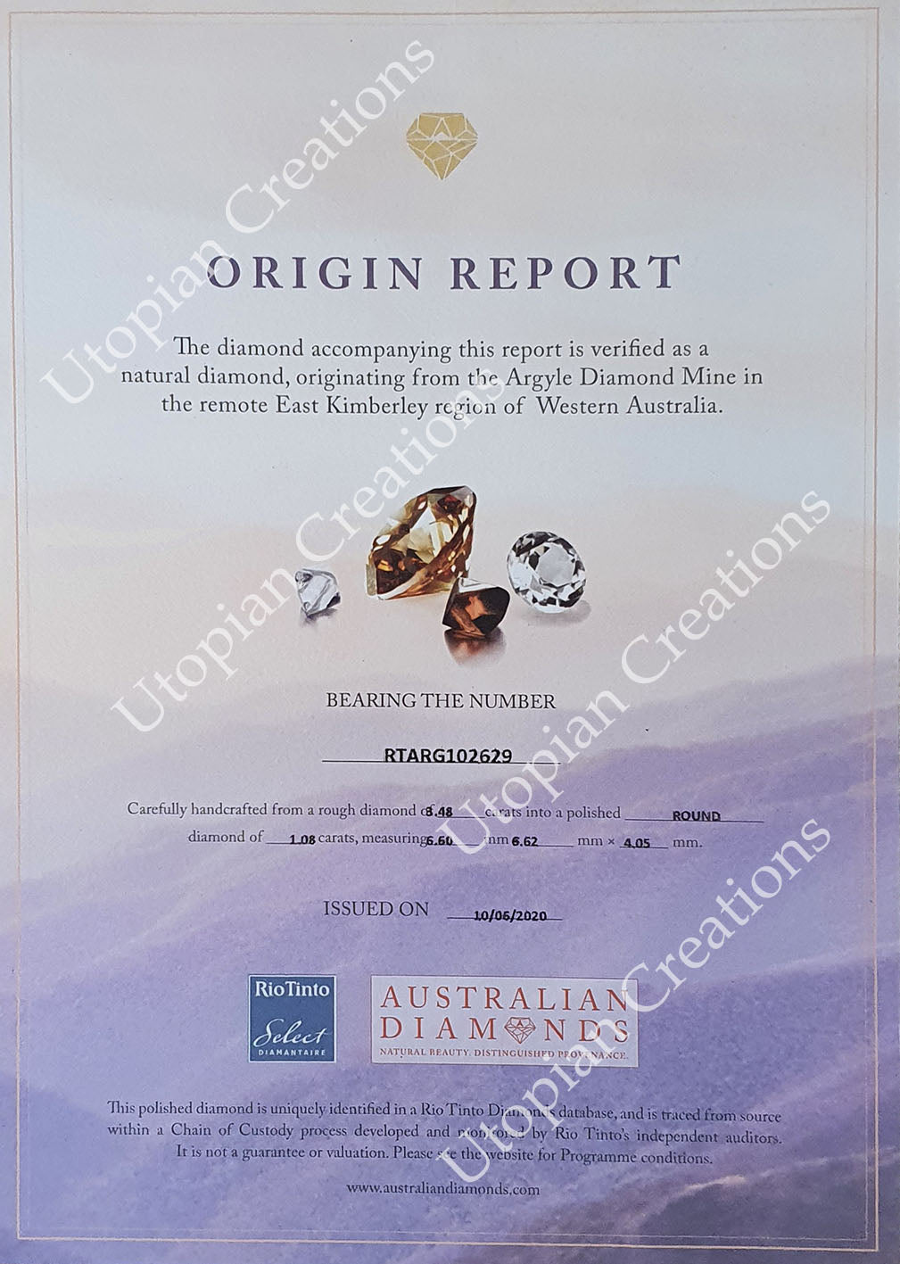 Australian Fancy Colour Diamond | 1.08ct, Round, Argyle