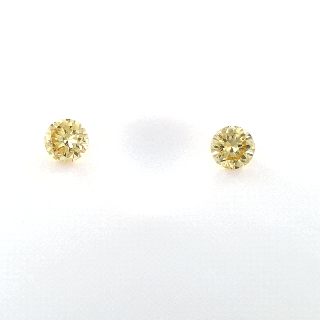 0.10ct Australian Argyle Diamond Pair, Fancy Intense Yellow - Round