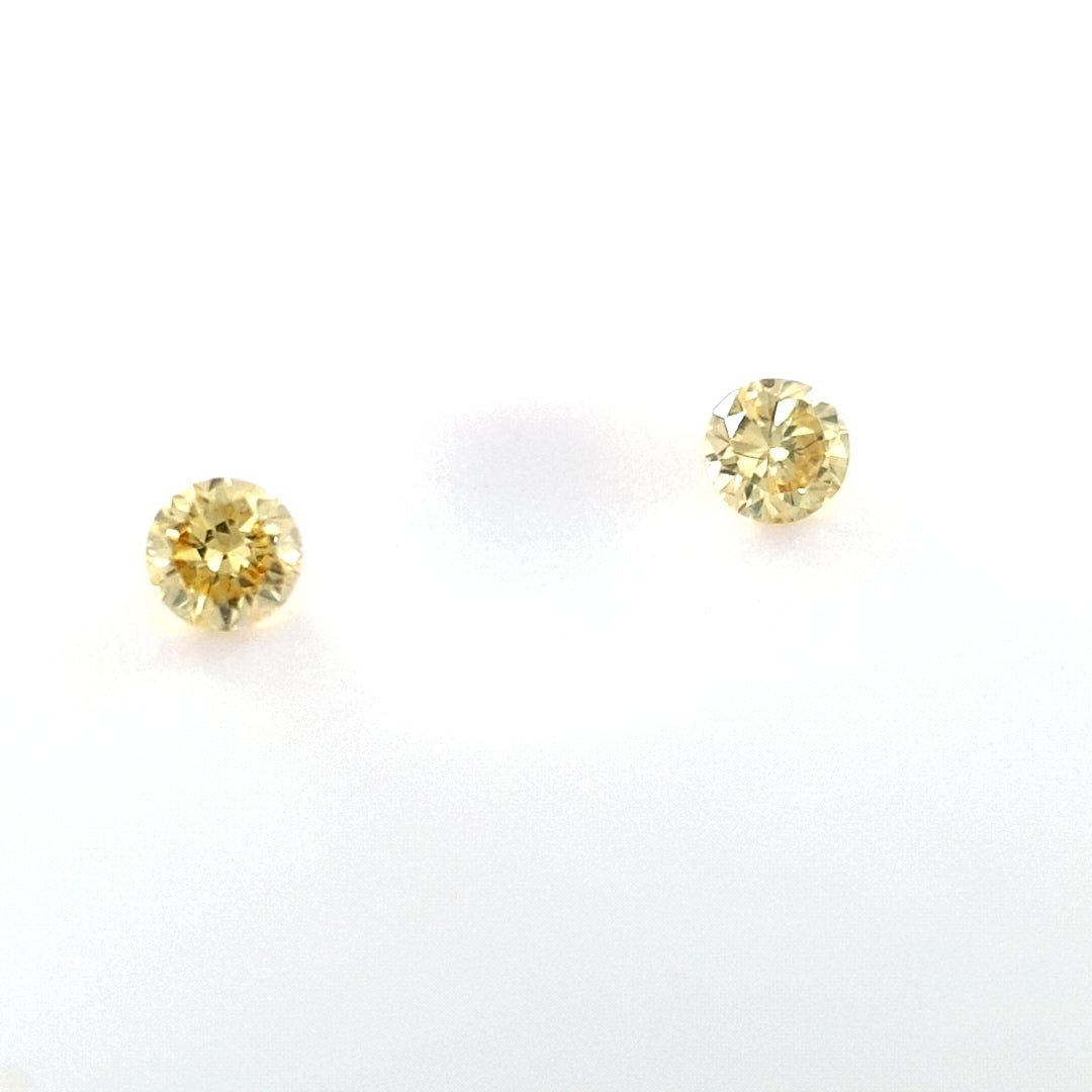 0.10ct Australian Argyle Diamond Pair, Fancy Intense Yellow - Round