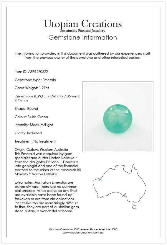 1.27ct Australian Emerald, Green - Round
