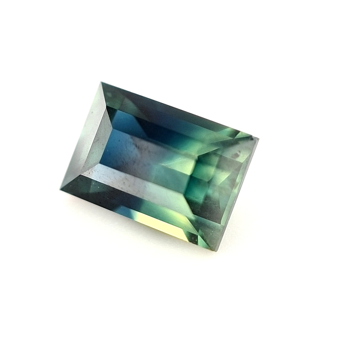 1.51ct Australian Sapphire Parti Yellow, Teal, Blue, Green - Baguette Cut