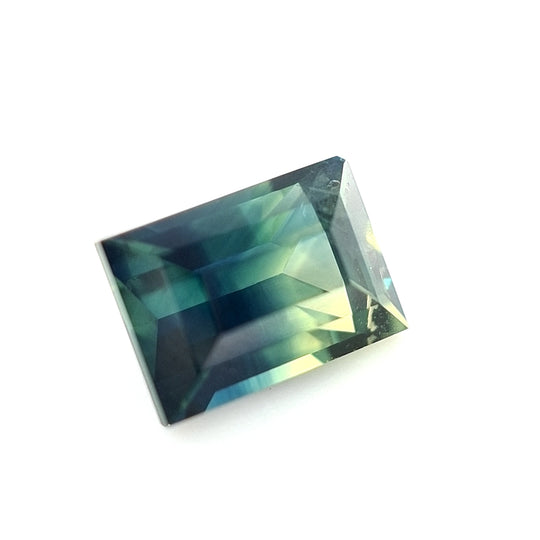 1.51ct Australian Sapphire Parti Yellow, Teal, Blue, Green - Baguette Cut