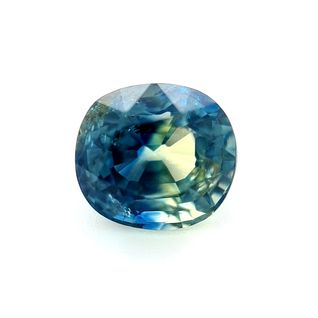 1.05ct Australian Sapphire, Parti Blue, Yellow, Teal - Cushion