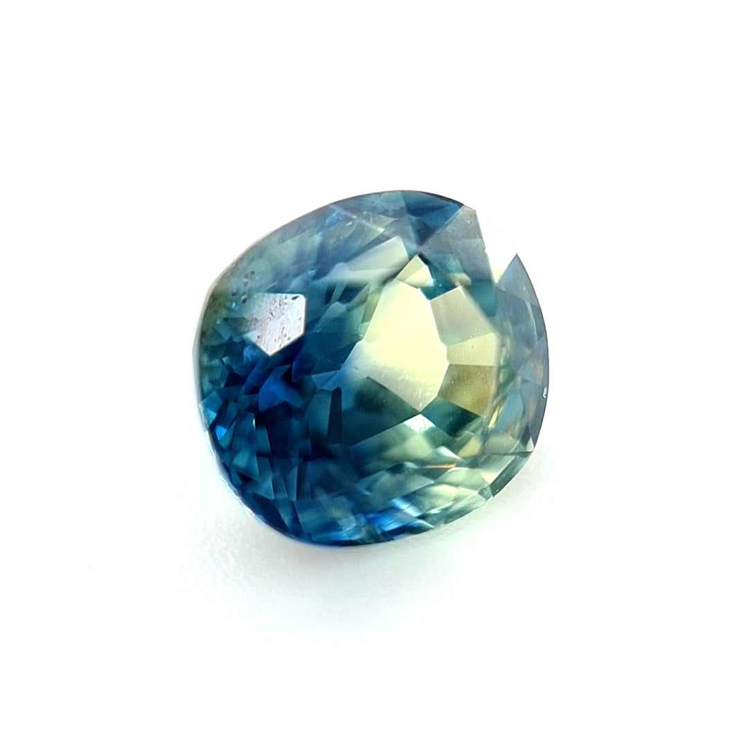 1.05ct Australian Sapphire, Parti Blue, Yellow, Teal - Cushion