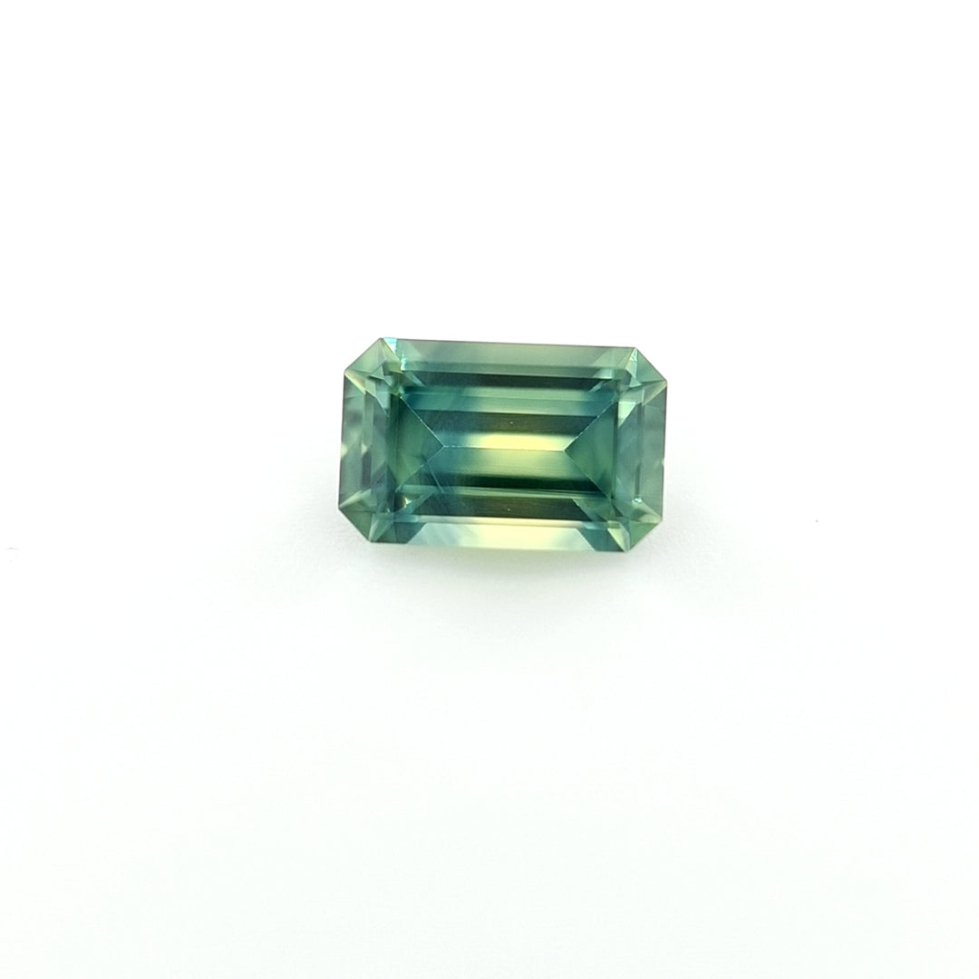 0.74ct Australian Parti Sapphire, Blue, Yellow, Teal - Emerald cut