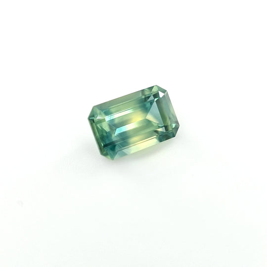 0.74ct Australian Parti Sapphire, Blue, Yellow, Teal - Emerald cut