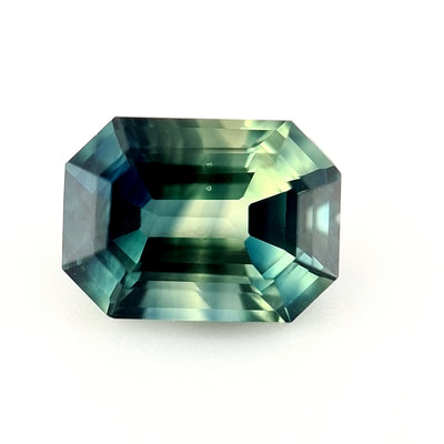 1.28ct Australian Sapphire, Blue, Green, Teal, Yellow - Emerald Cut