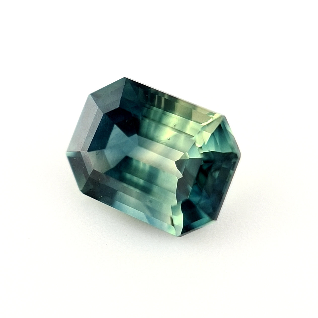 1.28ct Australian Sapphire, Blue, Green, Teal, Yellow - Emerald Cut