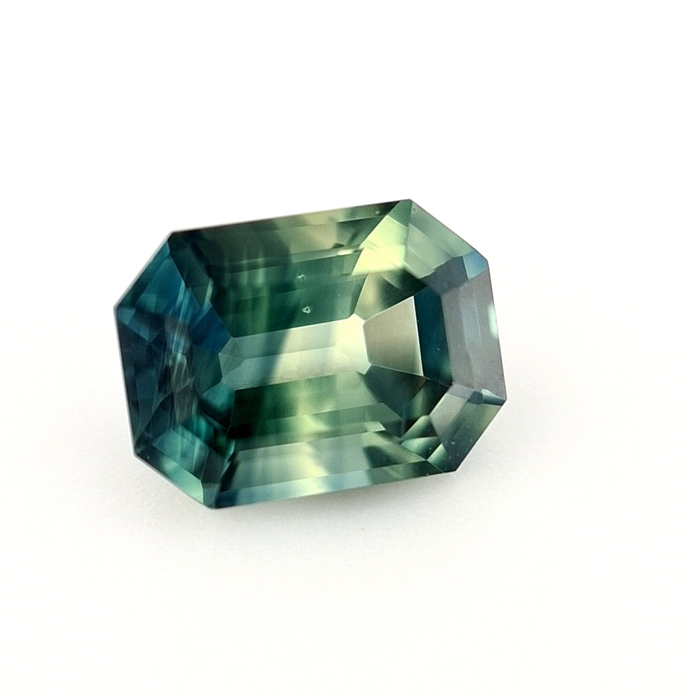 1.28ct Australian Sapphire, Blue, Green, Teal, Yellow - Emerald Cut