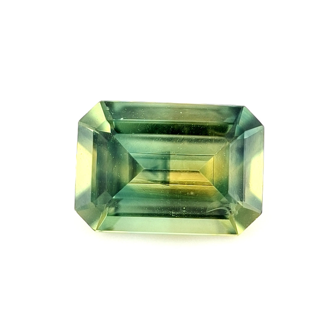 1.32ct Australian Sapphire Parti Yellow, Teal, Blue, Green - Emerald Cut