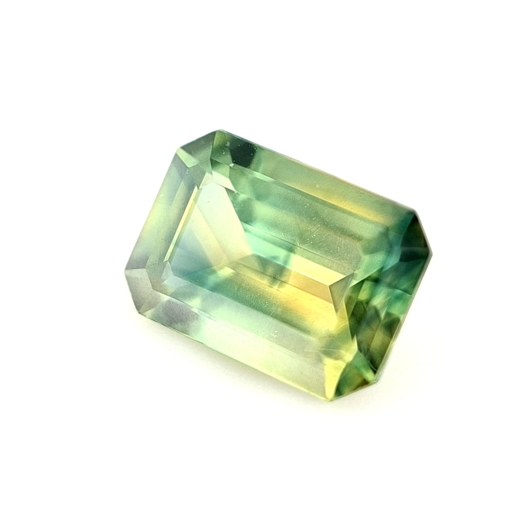 1.32ct Australian Sapphire Parti Yellow, Teal, Blue, Green - Emerald Cut