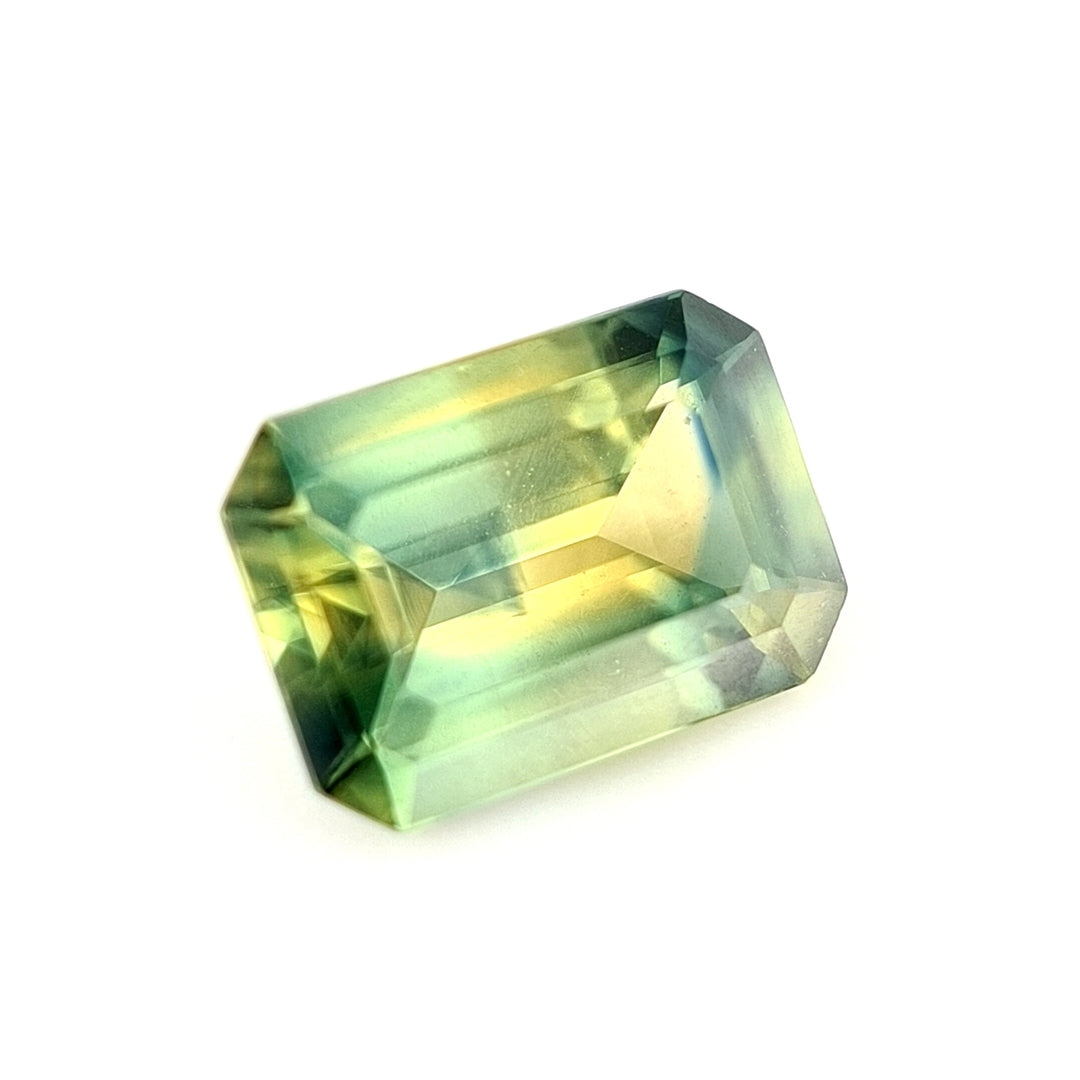 1.32ct Australian Sapphire Parti Yellow, Teal, Blue, Green - Emerald Cut