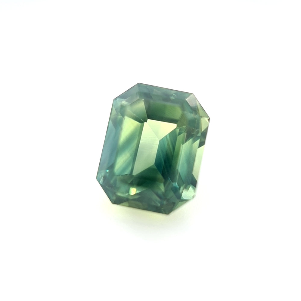 2.51ct Australian Sapphire, Parti Blue, Yellow, Green, Teal - Emerald Cut