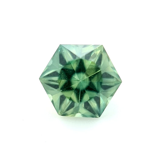 0.70ct Australian Sapphire, Green, Teal - Hexagon