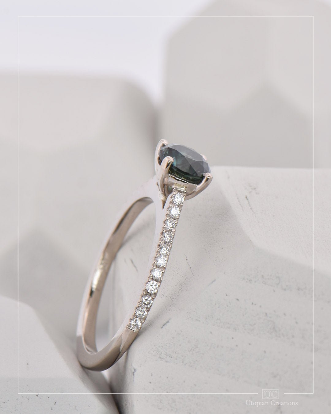 Horizon Ring Australian Sapphire and Diamonds