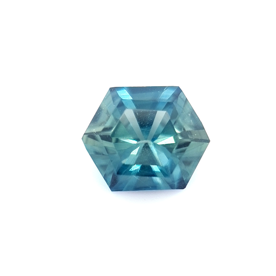 1.44ct Australian Sapphire, Blue, Teal - Hexagon