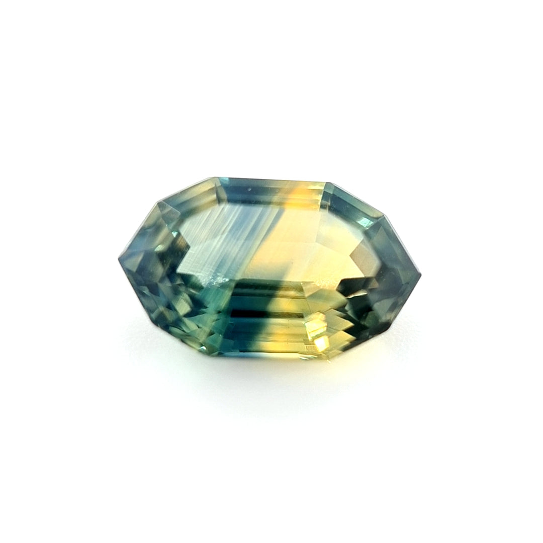 1.14ct Australian Sapphire, Teal, Green, Blue, Yellow - Decagon