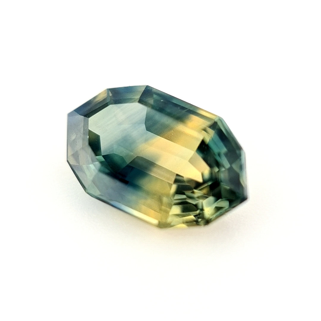 1.14ct Australian Sapphire, Teal, Green, Blue, Yellow - Decagon