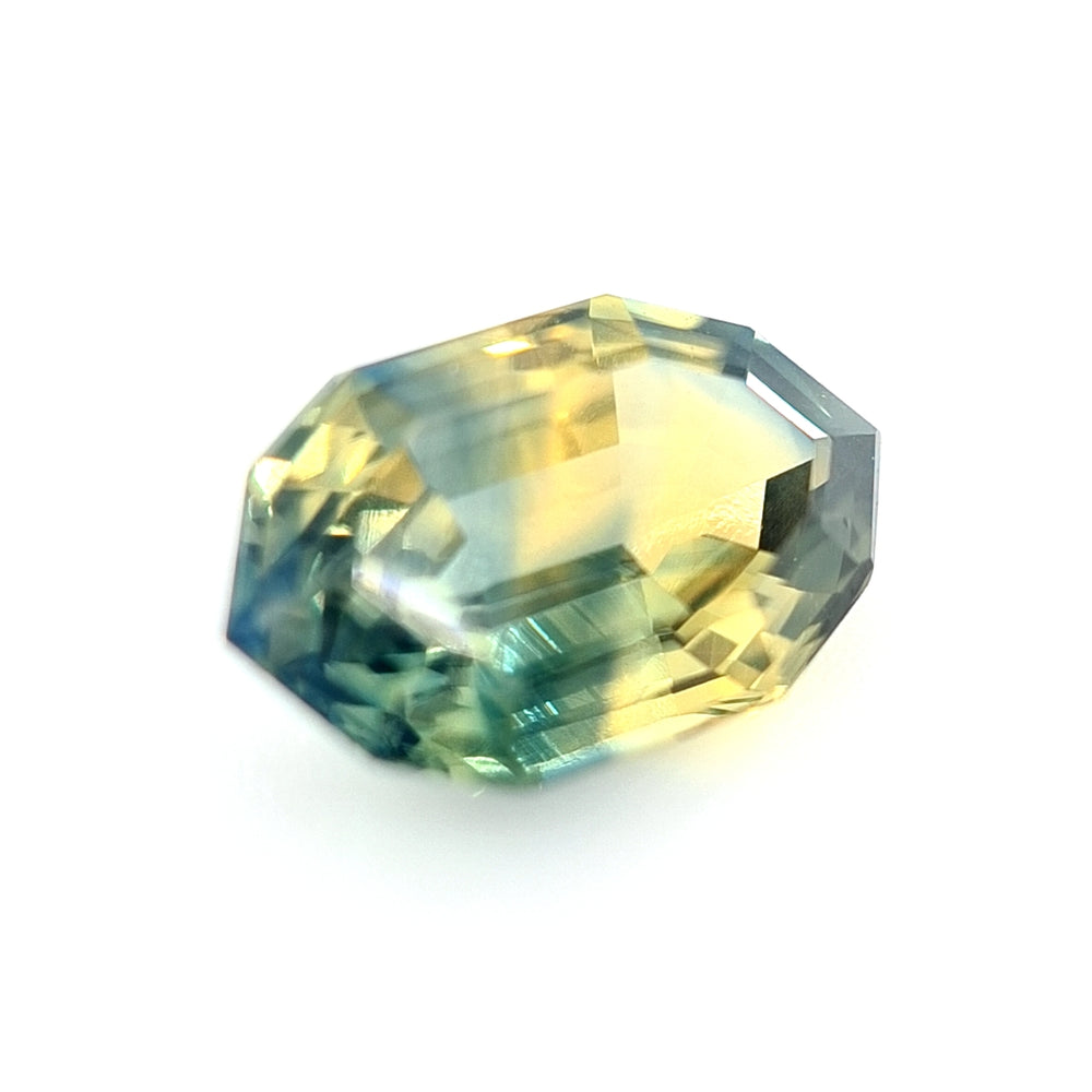 1.14ct Australian Sapphire, Teal, Green, Blue, Yellow - Decagon