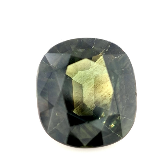 3.23ct Australian Sapphire, Green, Brown - Cushion Cut