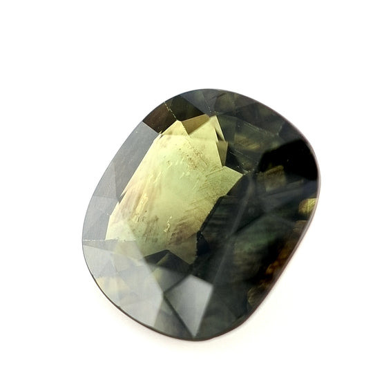 3.23ct Australian Sapphire, Green, Brown - Cushion Cut