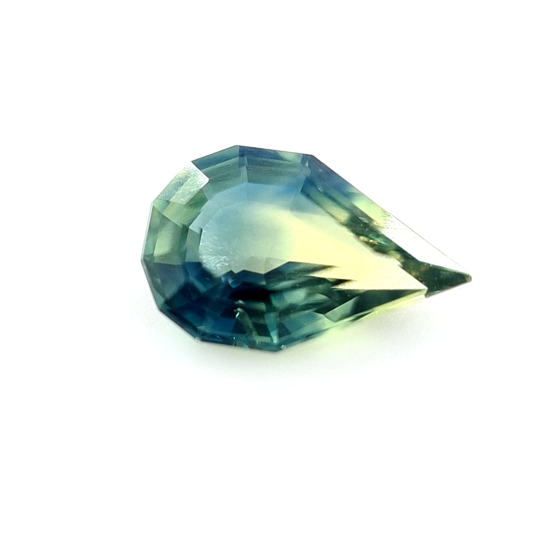 0.82ct Australian Sapphire Parti, Blue, Yellow, Teal - Pear cut