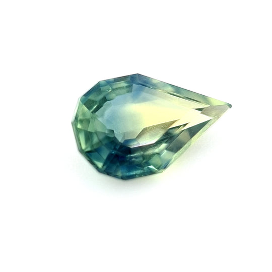 0.82ct Australian Sapphire Parti, Blue, Yellow, Teal - Pear cut