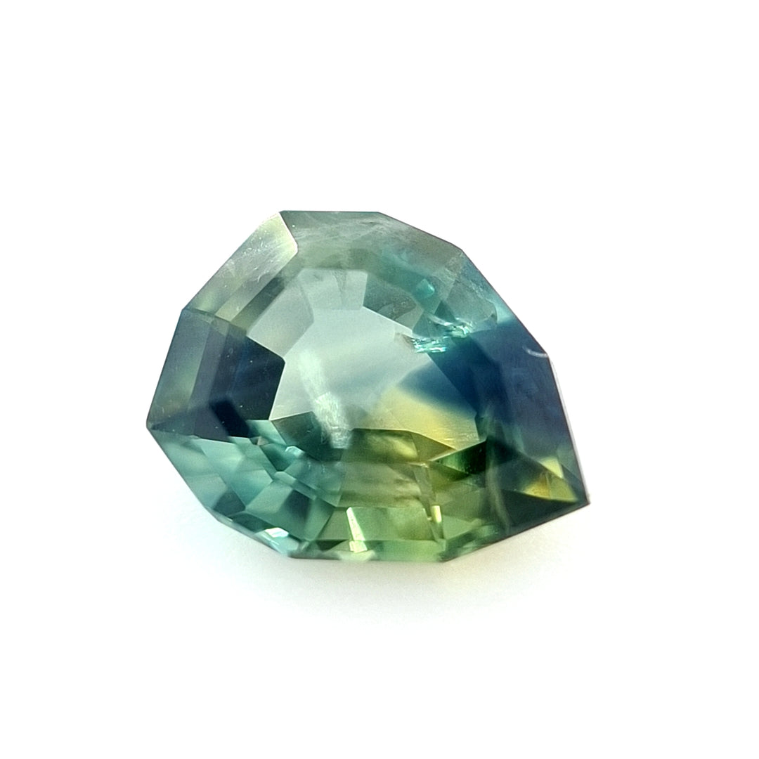 1.07ct Australian Sapphire Parti, Yellow, Blue, Teal, Green - Pear cut