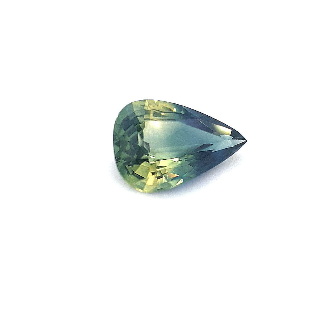 1.23ct Australian Sapphire, Parti, Blue, Yellow, Teal - Pear
