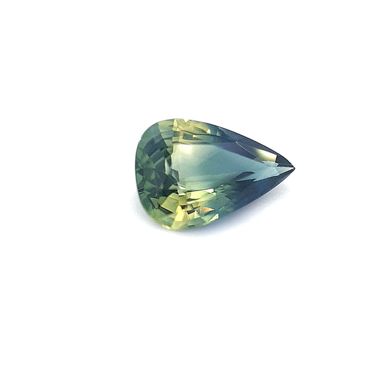 1.23ct Australian Sapphire, Parti, Blue, Yellow, Teal - Pear