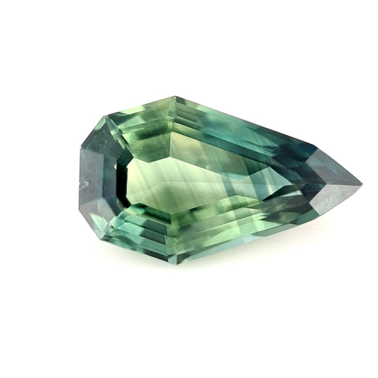 1.52ct Australian Sapphire Parti, Blue, Teal, Green, Yellow - Pear cut