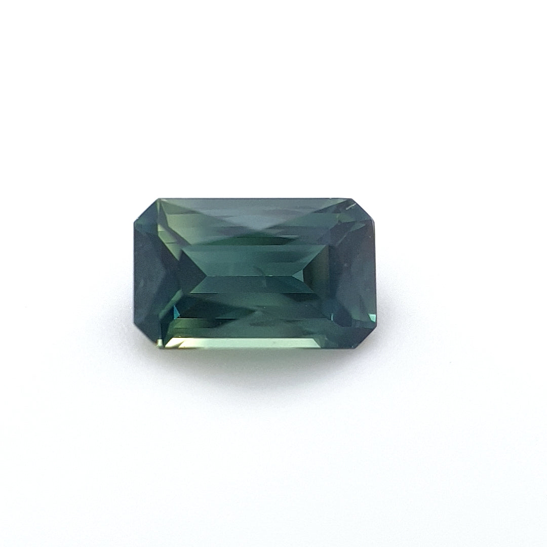 0.84ct Australian Sapphire, Parti, Teal, Blue, Green - Radiant Cut