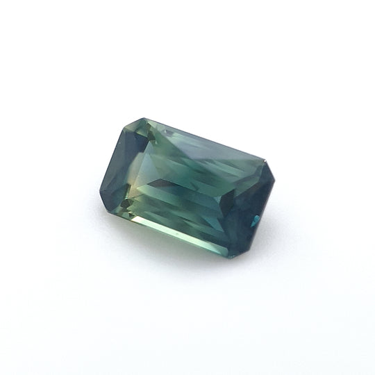 0.84ct Australian Sapphire, Parti, Teal, Blue, Green - Radiant Cut