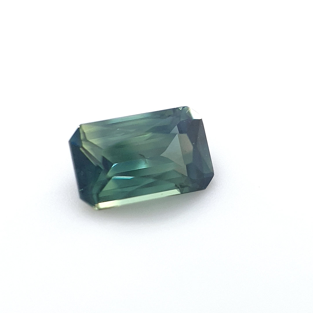 0.84ct Australian Sapphire, Parti, Teal, Blue, Green - Radiant Cut