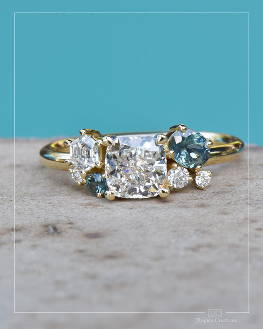 Lunelle - Diamond Foundry Lab Diamond and Australian Sapphire Engagement Ring
