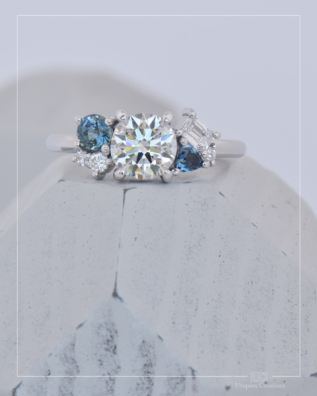 Aciella - Australian Diamond and Australian Sapphire Engagement Ring