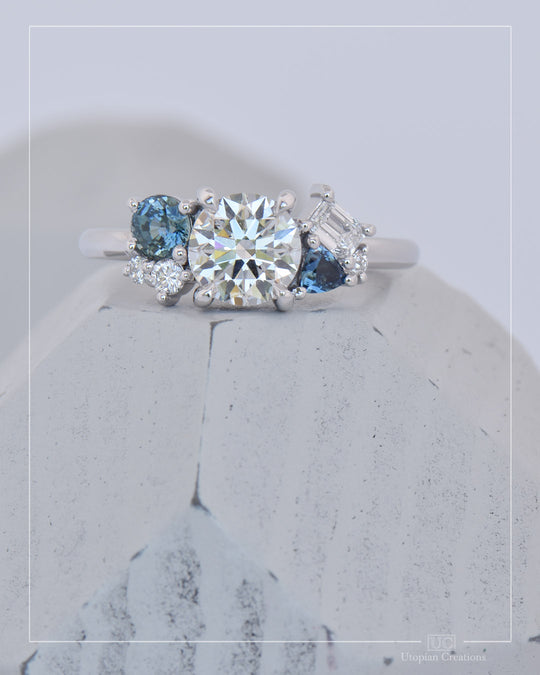 Aciella - Australian Diamond and Australian Sapphire Engagement Ring
