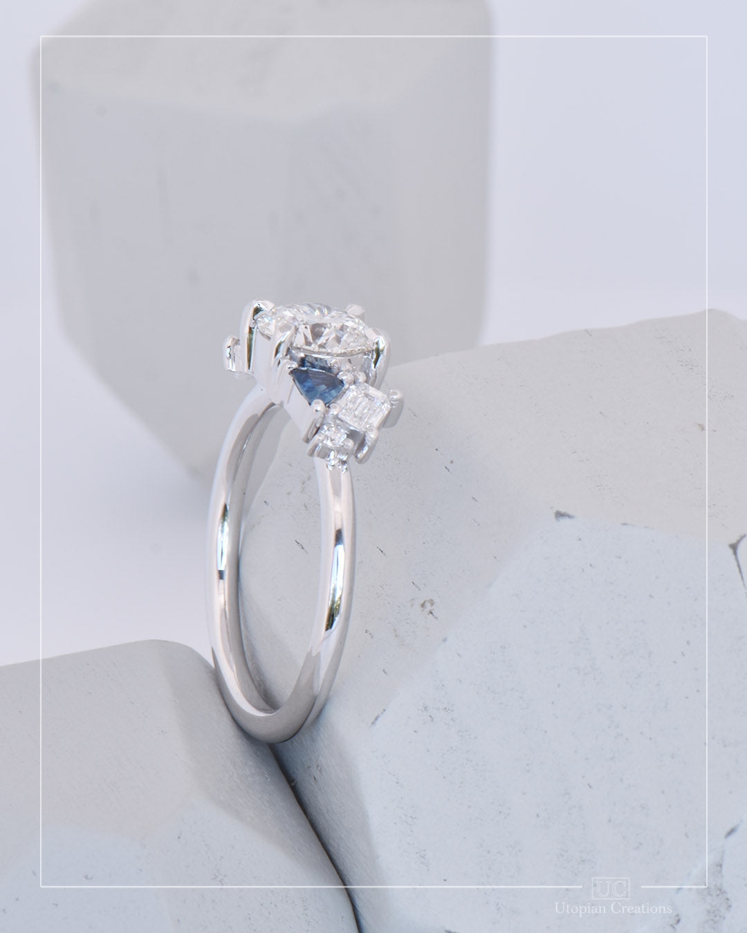 Aciella - Australian Diamond and Australian Sapphire Engagement Ring