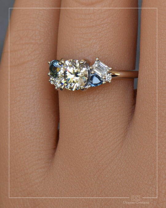 Aciella - Australian Diamond and Australian Sapphire Engagement Ring
