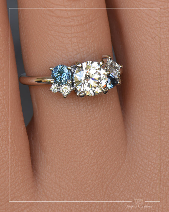 Aciella - Australian Diamond and Australian Sapphire Engagement Ring