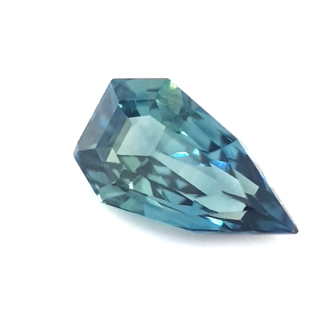 1.00ct Australian Sapphire, Blue, Teal Parti - Heptagon