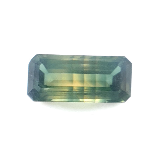 1.17ct Australian Sapphire, Parti, Yellow, Green, Teal, Blue - Emerald Cut